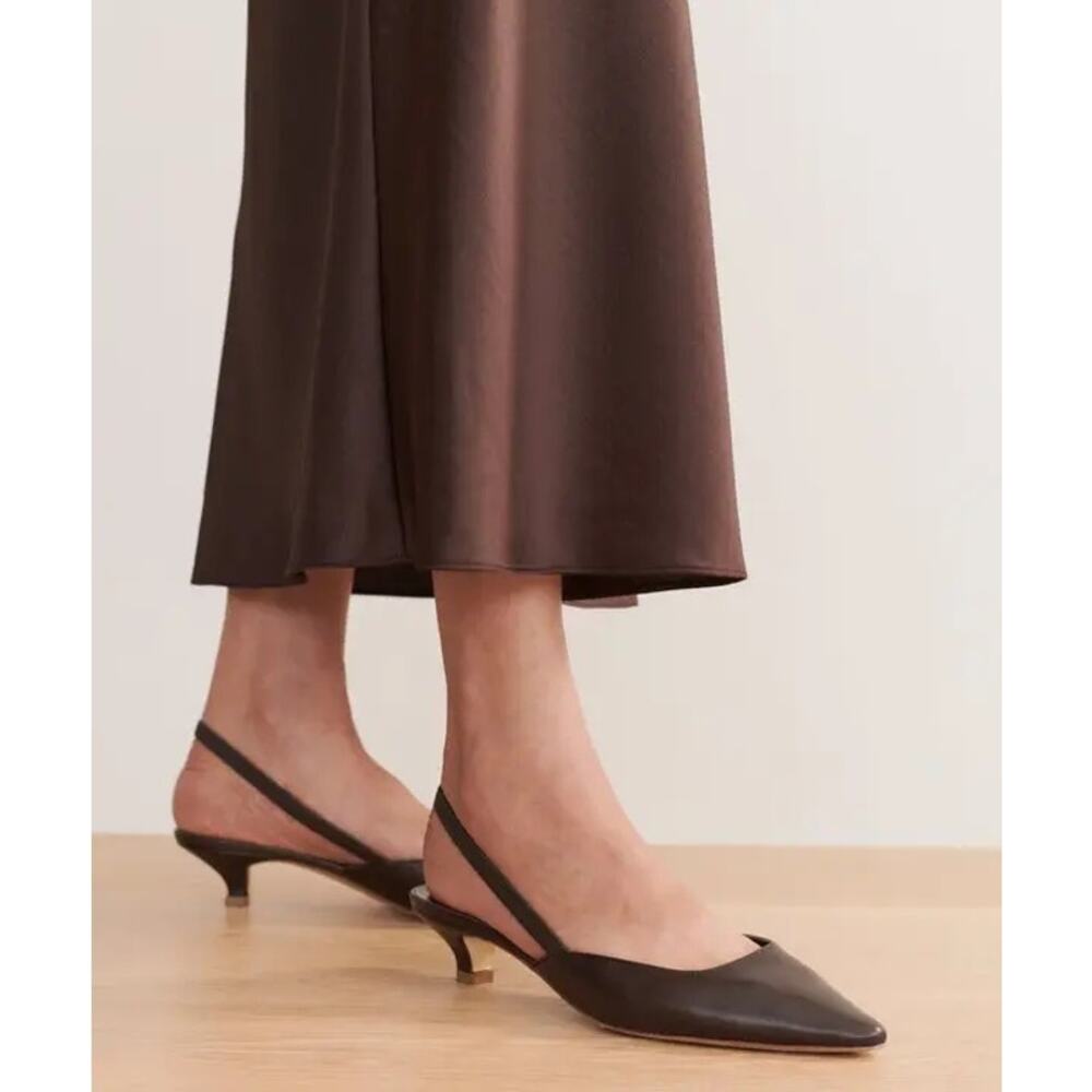 Jenni Kayne Women' Satin Kitten Slingback Heels Black 37/ US Size 7 NWOB - Picture 4 of 12